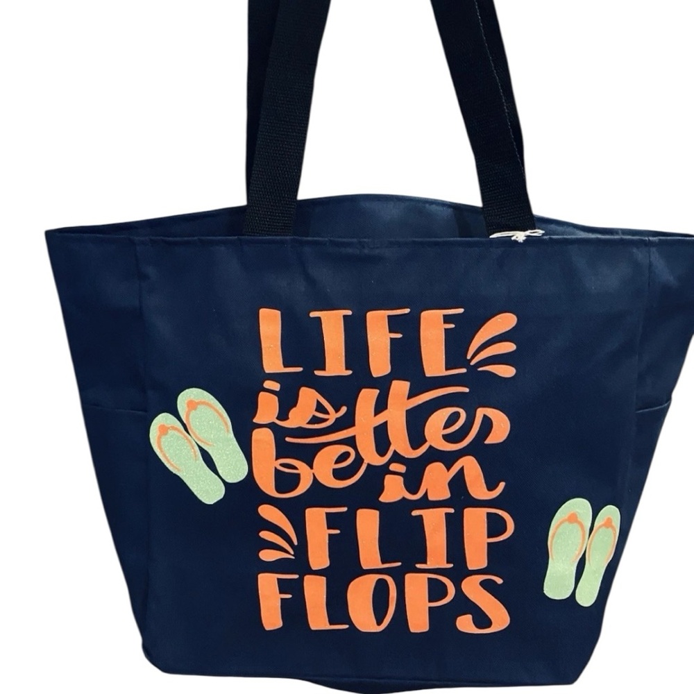 Port Authority Navy Tote with Orange and Green Design